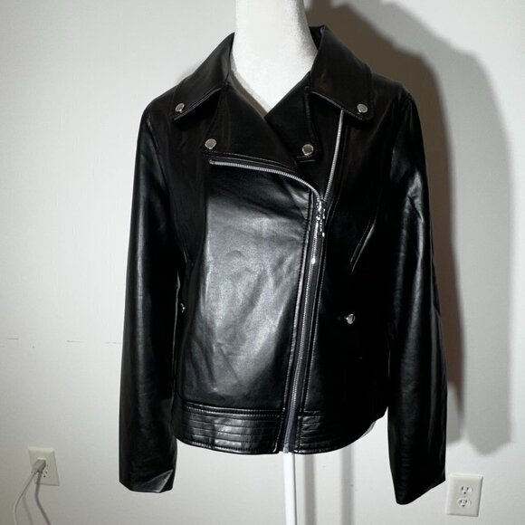 NWOT Vince Camuto Black Faux Leather Jacket - Size Medium - Picture 2 of 14